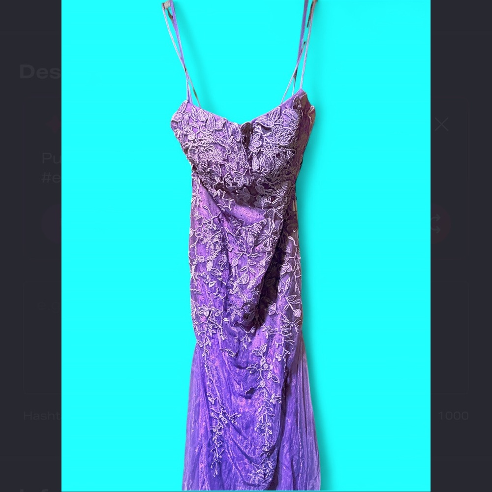 Elegant Purple Lace Prom Gown
